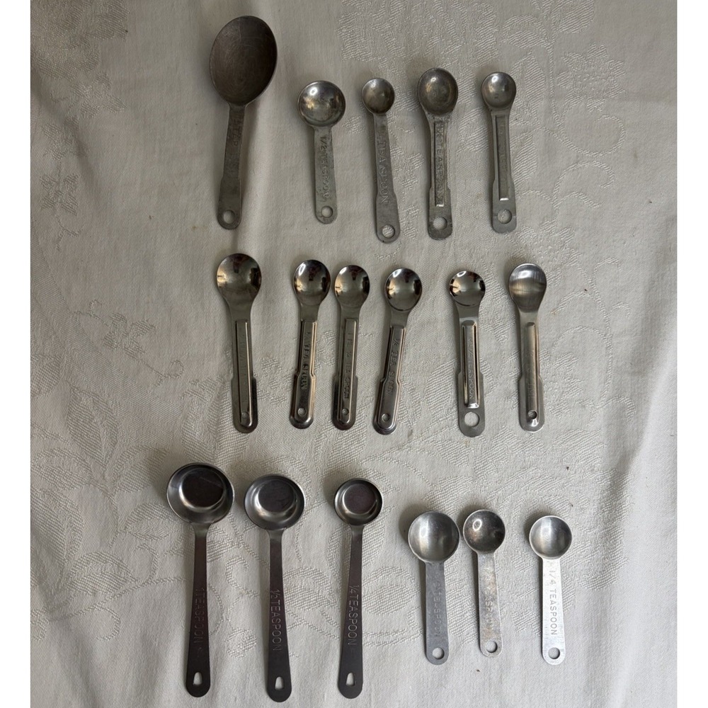 Vintage Assorted Measuring Spoons Lot of 17 Aluminum TBSP TSP
